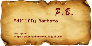 Pálffy Barbara névjegykártya