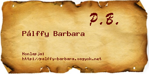 Pálffy Barbara névjegykártya